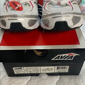 Avia White and Silver Sneakers with Supportive Design